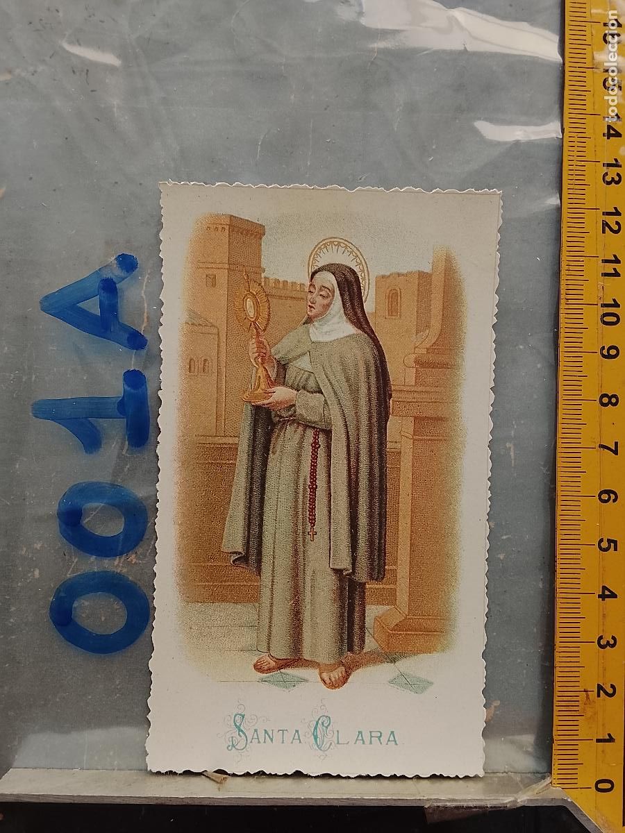 Postales: ANTIGUA ESTAMPA TROQUELADA RELIGIOSA CROMO LITOGRAFIA MODERNISTA SANTORAL - SANTA CLARA