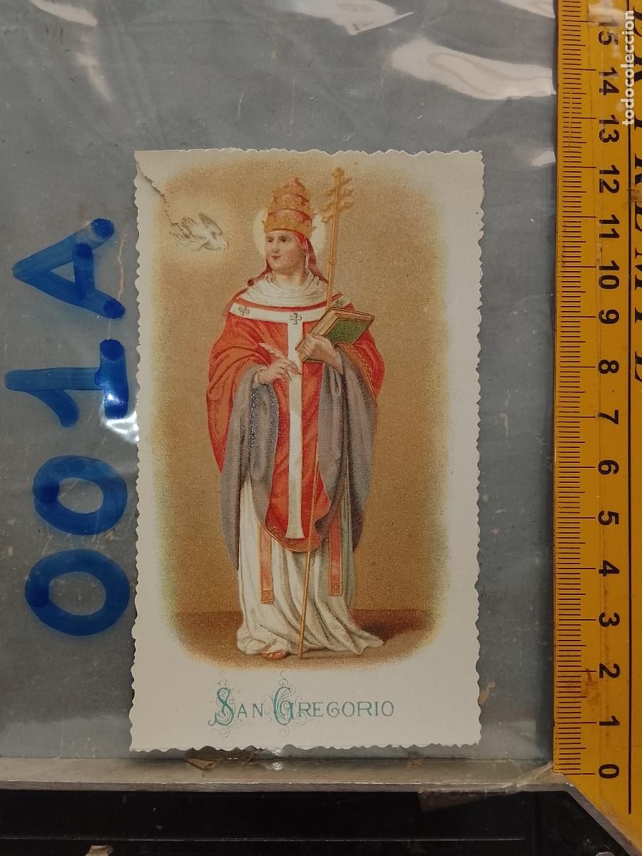 Postales: ANTIGUA ESTAMPA TROQUELADA RELIGIOSA CROMO LITOGRAFIA MODERNISTA SANTORAL - SAN GREGORIO