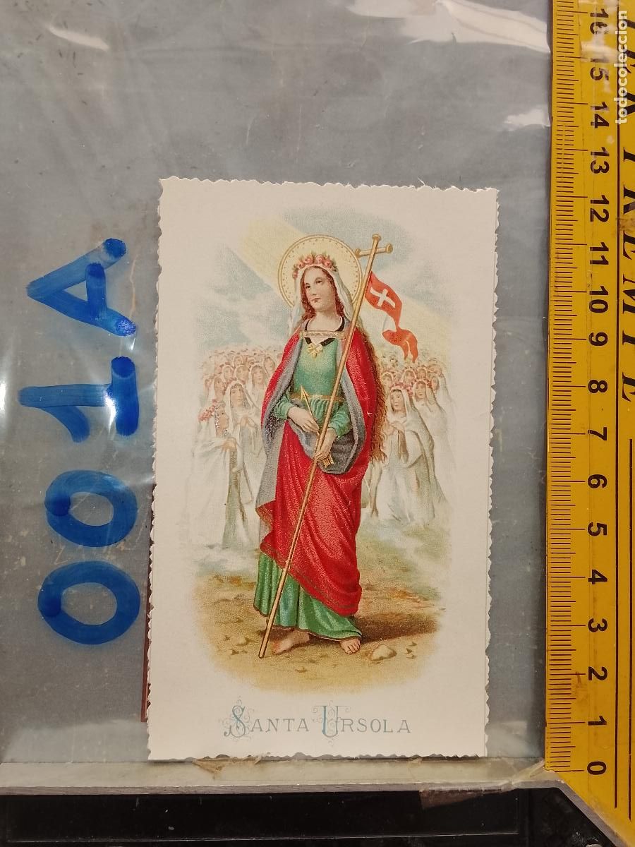 Cartoline: ANTIGUA ESTAMPA TROQUELADA RELIGIOSA CROMO LITOGRAFIA MODERNISTA SANTORAL - SANTA URSULA