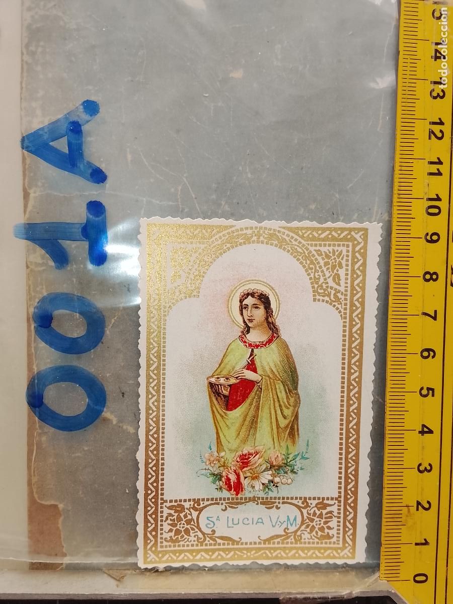 Postales: ANTIGUA ESTAMPA TROQUELADA RELIGIOSA CROMO LITOGRAFIA MODERNISTA SANTORAL - SANTA LUCIA VIRGEN
