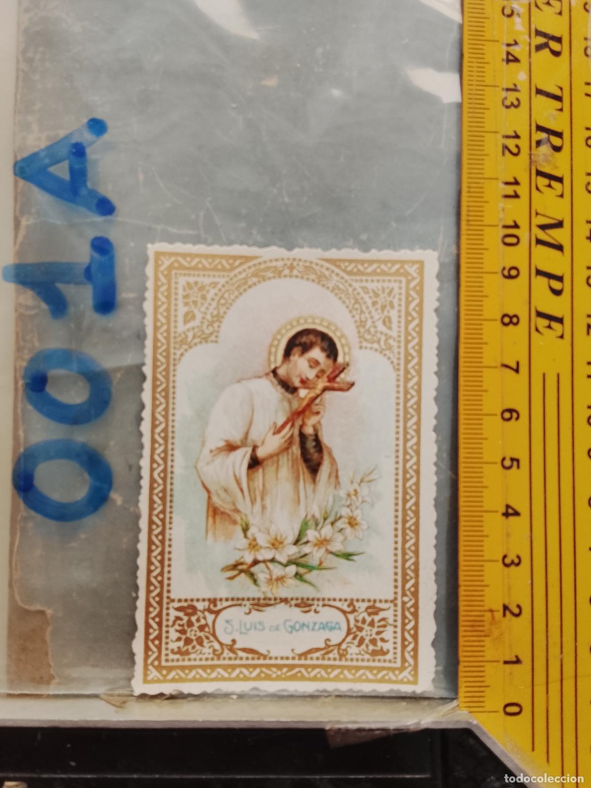 Postales: ANTIGUA ESTAMPA TROQUELADA RELIGIOSA CROMO LITOGRAFIA MODERNISTA SANTORAL - SAN LUIS GONZAGA