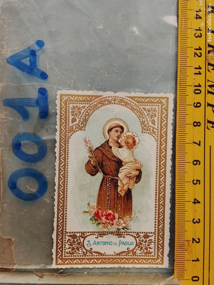 Postales: ANTIGUA ESTAMPA TROQUELADA RELIGIOSA CROMO LITOGRAFIA MODERNISTA SANTORAL - SAN ANTONIO DE PADUA