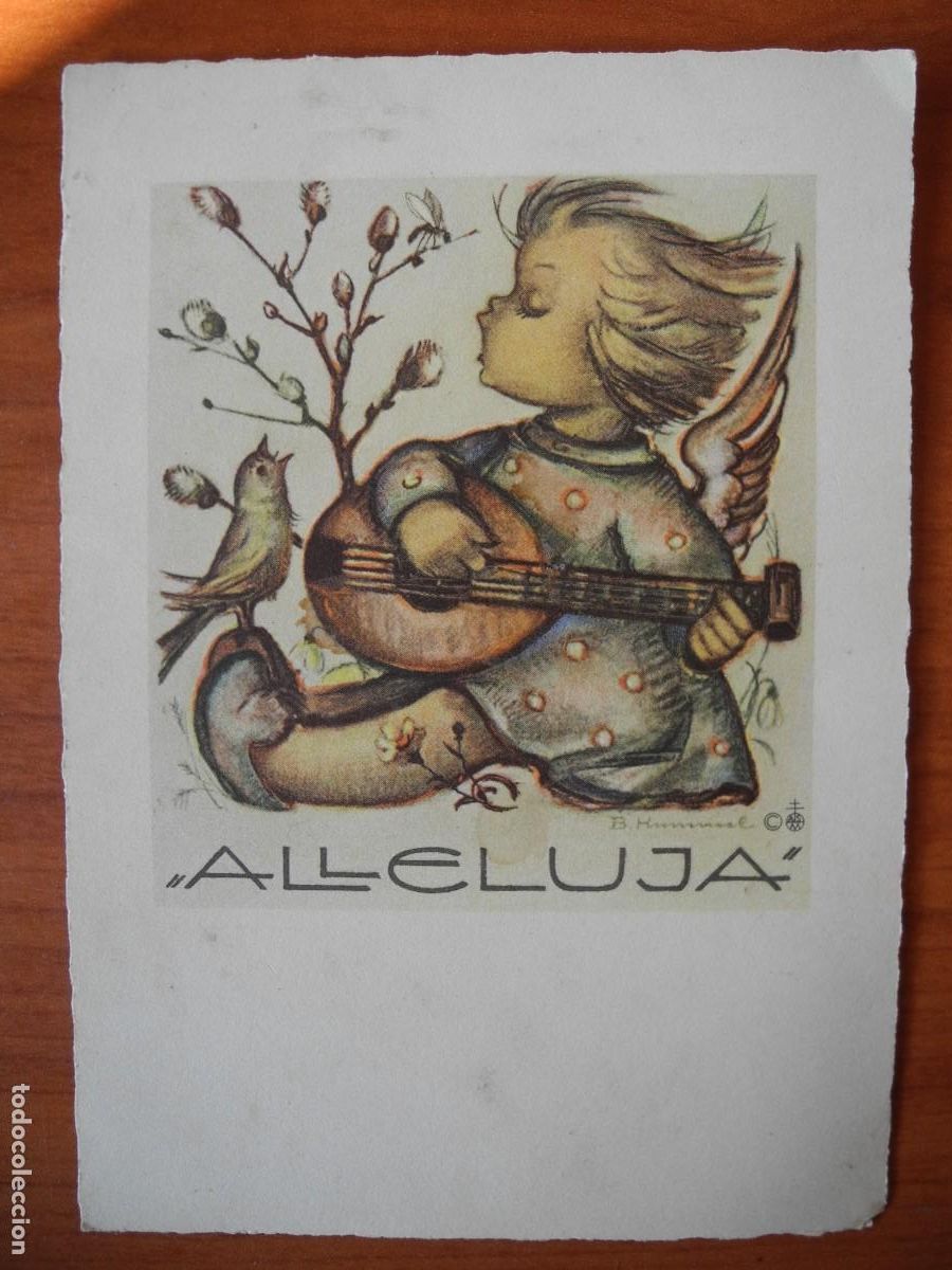 Cartoline: Elleluja &Aacute;ngel tocando la guitarra. n. 4527. Escrita 1953