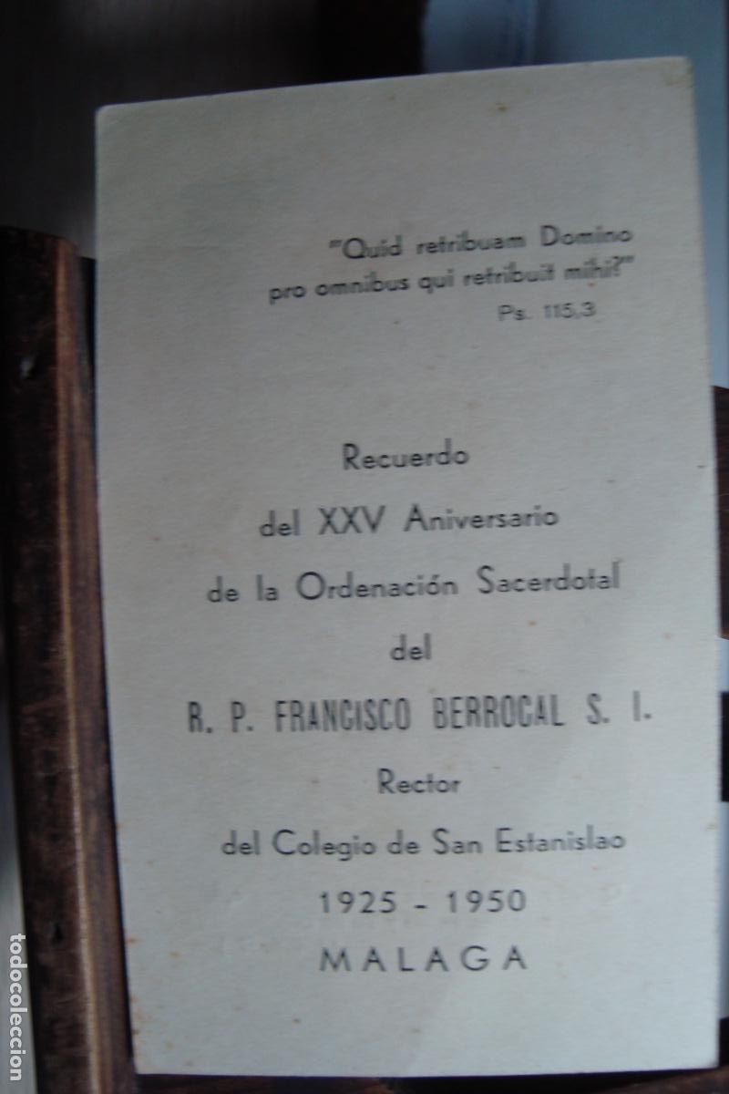 Postales: RECUERDO ORDENACION SACERDOTAL FRANCISCO BARROCAL. RECTOR COLEGIO SAN ESTANISLAO MALAGA 1950