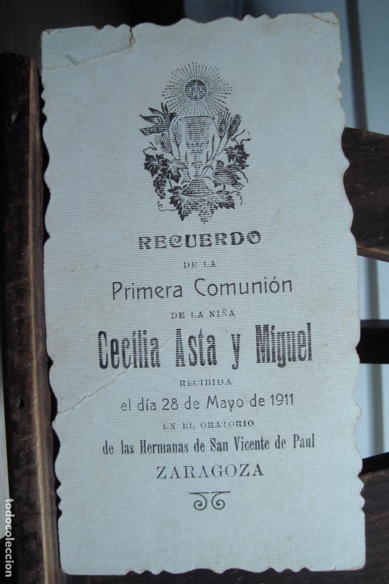 Postales: RECUERDO PRIMERA COMUNION CECILIA ASTA Y MIGUEL. ZARAGOZA 1911.