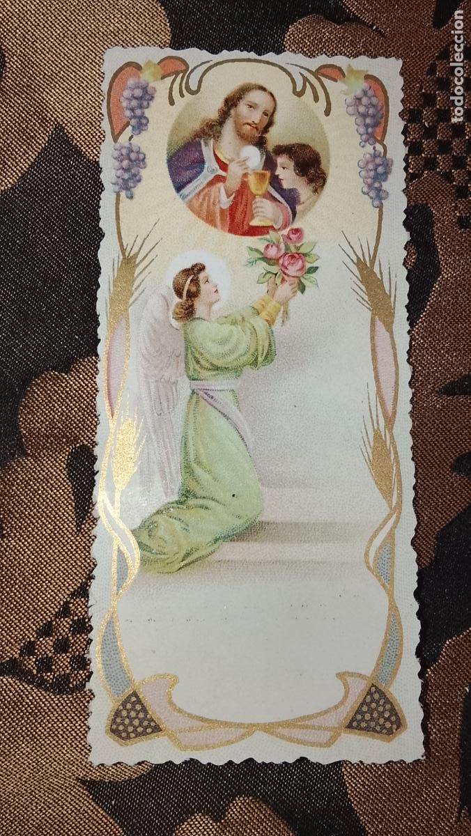 Postcards: ANTIGUA ESTAMPA LITOGRAFICA CROMOGRAFIA SIGLO XIX RECORDATORIO PRIMERA COMUNION SIN ESCRIBIR