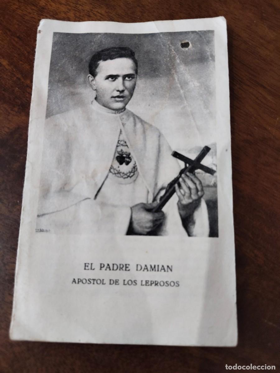 Postales: Recordatorio con reliquia del Padre Dami&aacute;n, Ap&oacute;stol de los leprosos.