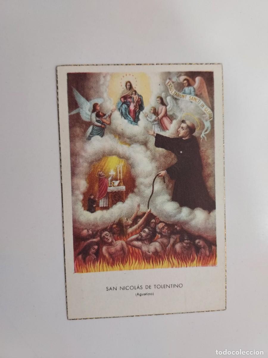 Cartoline: ESTAMPA SAN NICOLAS DE TOLENTINO (AGUSTINO). IGLESIA SANTA MONICA MADRID. RELIGIOSA. 7 X 10,5 CM