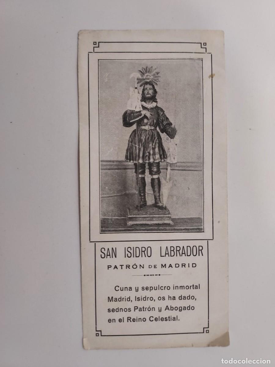 Postais: ESTAMPA SAN ISIDRO LABRADOR PATRON DE MADRID. RELIGIOSA. 6,5 X 14 CM. Poes&iacute;a cuna. Papel