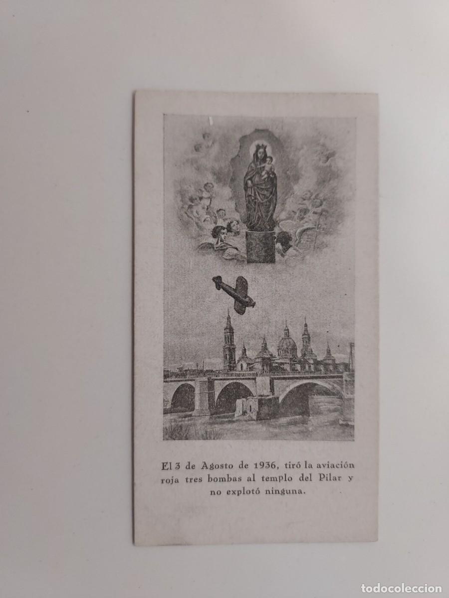 Postkarten: ESTAMPA TEMPLO DEL PILAR 3 AGOSTO 1936 AVIACION ROJA TRES BOMBAS. RELIGIOSA. 5 X 10 CM Zaragoza