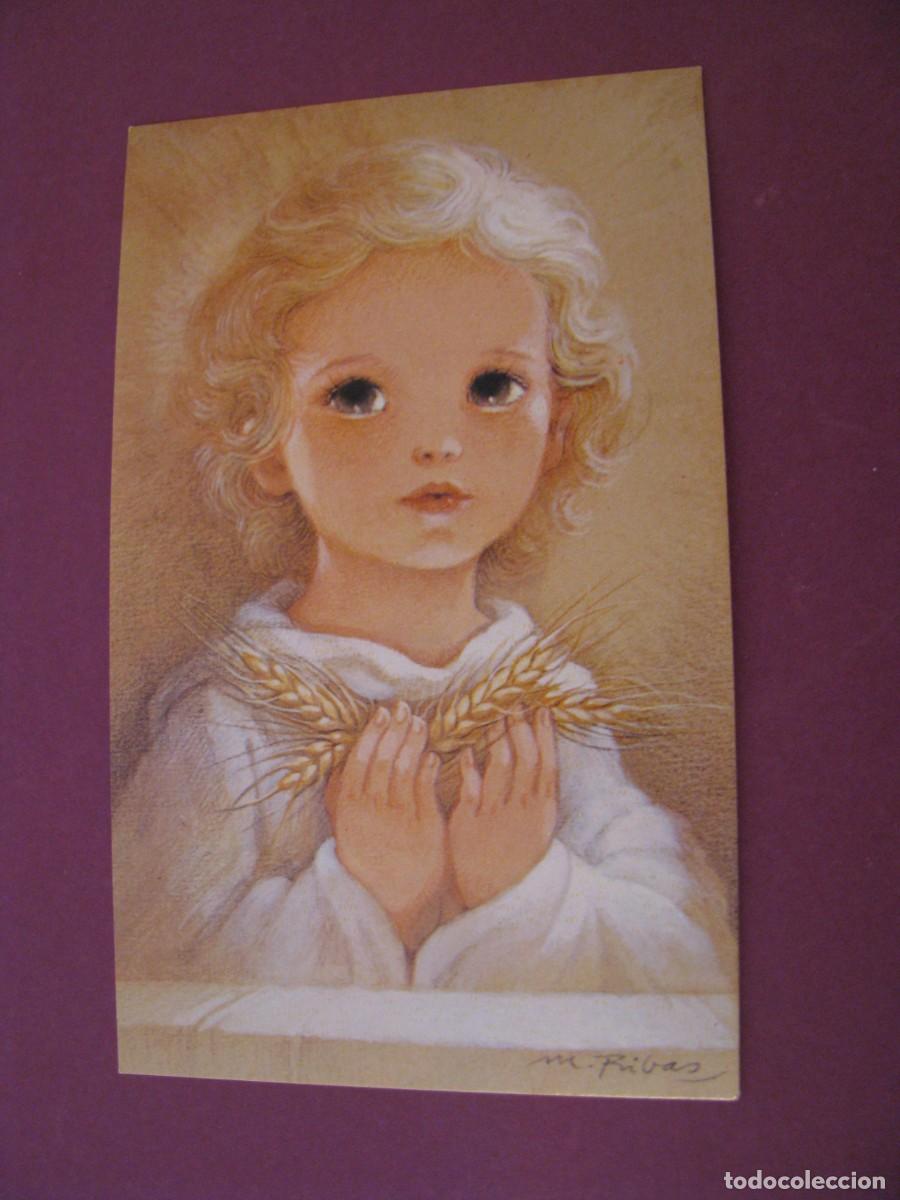 Postales: RECORDATORIO DE LA PRIMERA COMUNI&Oacute;N. IL. MARTA RIBAS, M. R. SEVILLA 1983. 11,5X7 CM