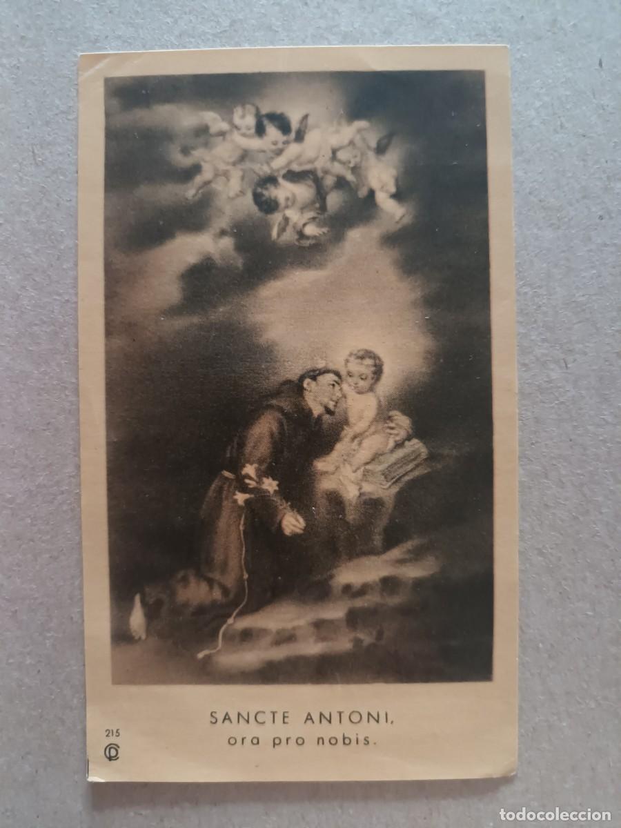 Postales: ESTAMPA SAN ANTONIO DE PADUA CON EL NI&Ntilde;O - SANCTE ANTONI, ORA PRO NOBIS - PALABRAS DE S. S. PIO XII