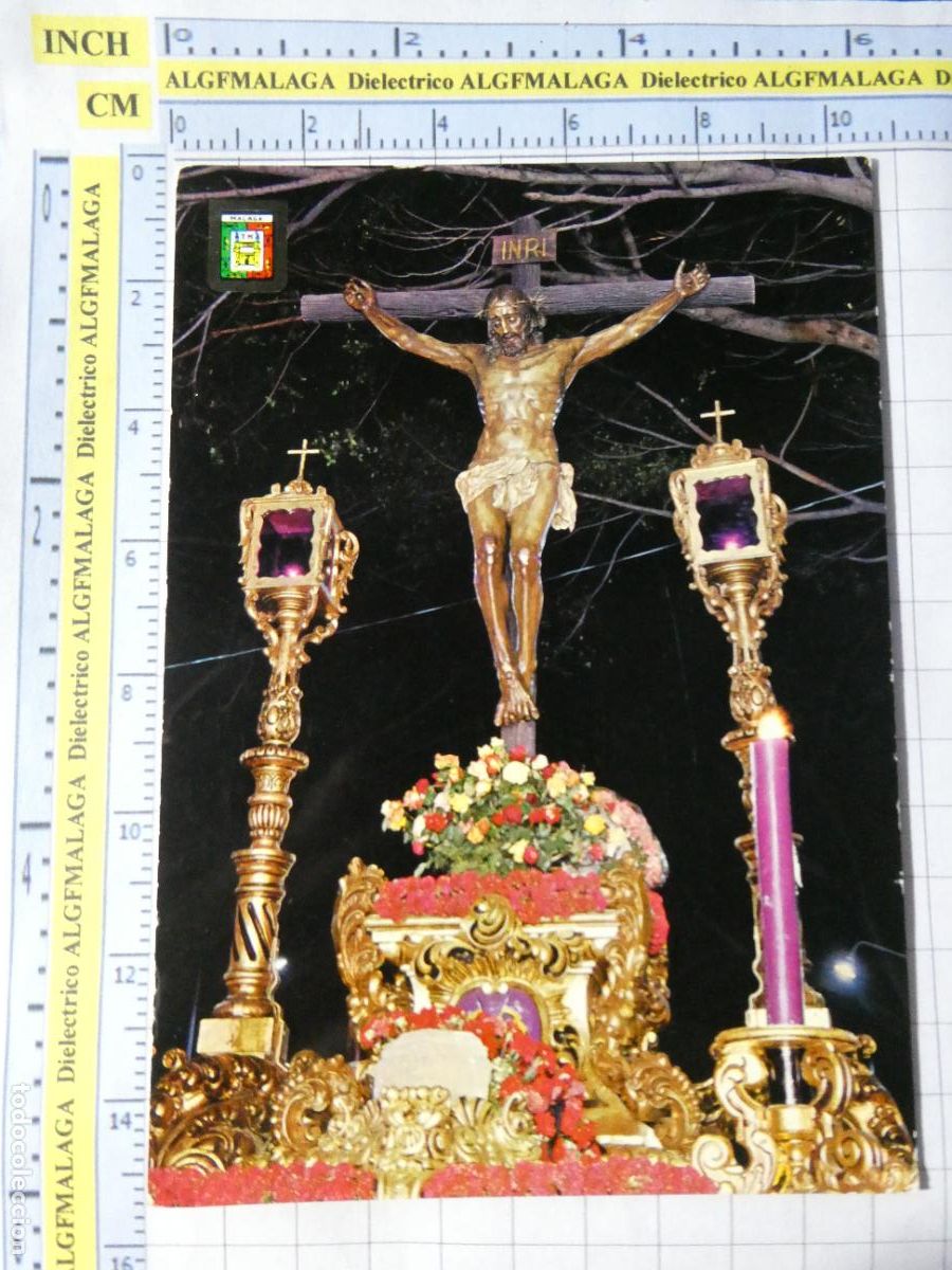 Postales: POSTAL RELIGIOSA SEMANA SANTA. A&Ntilde;O 1963. M&Aacute;LAGA CRISTO DE LOS MILAGROS 84 ESCUDO ORO. 2721