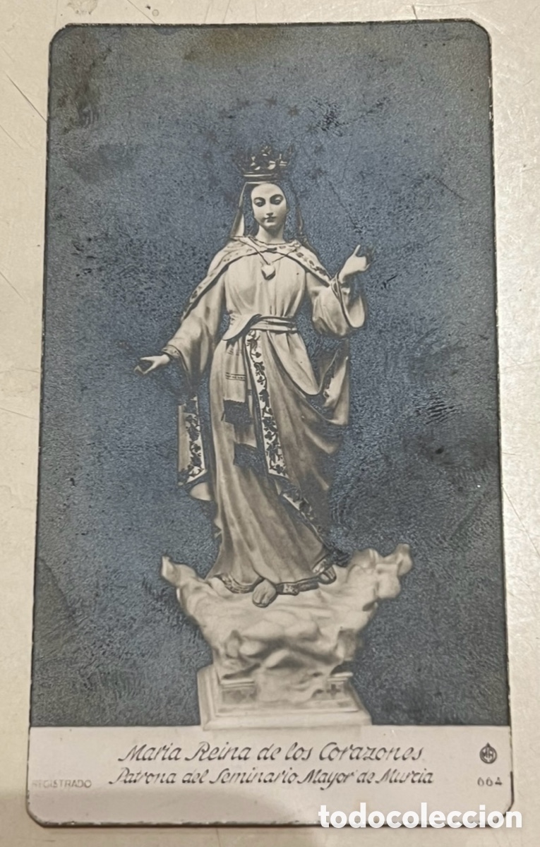 Postales: Estampa Religiosa. Mar&iacute;a Reina de los Corazones. Patrona del Seminario Mayor de Murcia. A&ntilde;os 60.