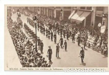Postales: ANTIGUA POSTAL MALAGA SEMANA SANTA LOS CIVILITOS DE VALDEMORO EN EL DESFIULE DEL SANTISIMO CRISTO R