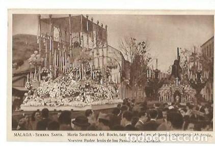 Postales: ANTIGUA POSTAL MALAGA SEMANA SANTA MARIA SANTISIMA DEL ROCIO TAN VENERADA EN LE BARRIO VICTORIANO AL
