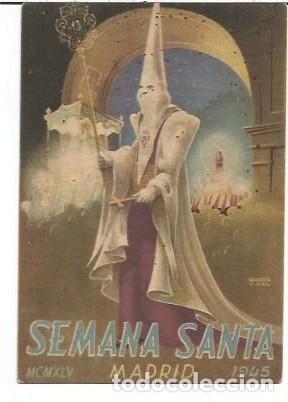 Postales: ANTIGUA TARJETA SEMANA SANTA MADRID A&Ntilde;O 1945PROCESION DEL SILENCIO