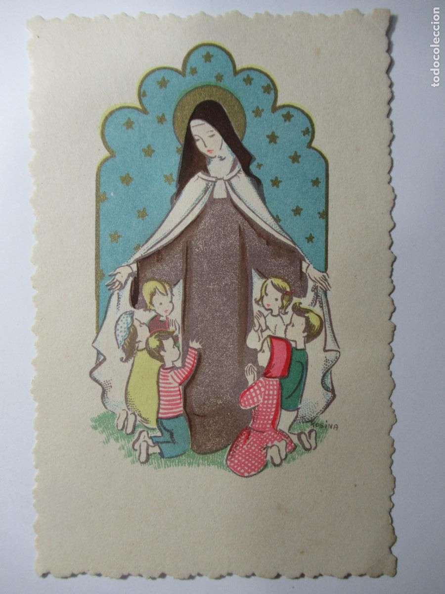 Postales: Estampita Virgen y ni&ntilde;os