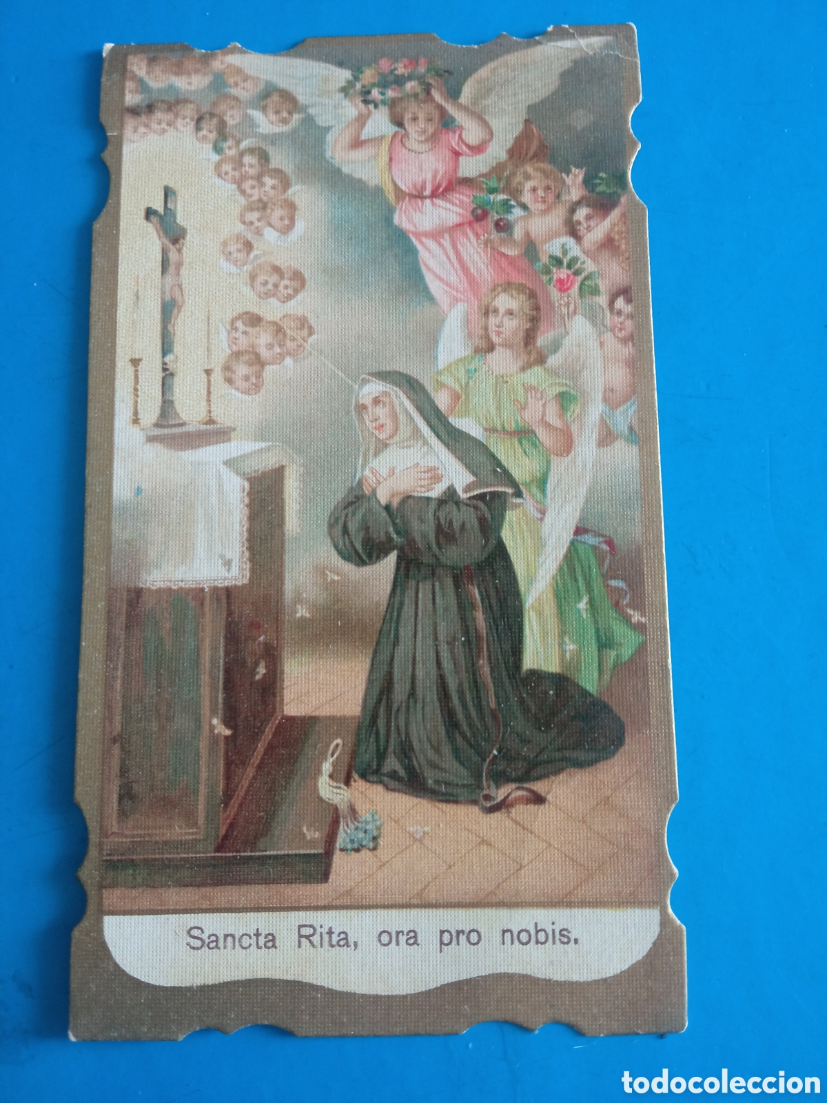 Postales: Antiguo recordatorio con oraci&oacute;n a Santa Rita de Casia