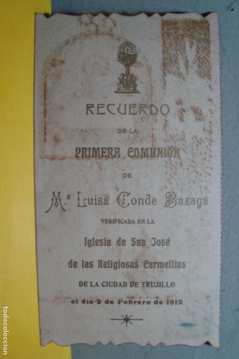 Postales: RECUERDO PRIMERA COMUNION. LUISA CONDE BAZAGA. TRUJILLO CACERES 1912