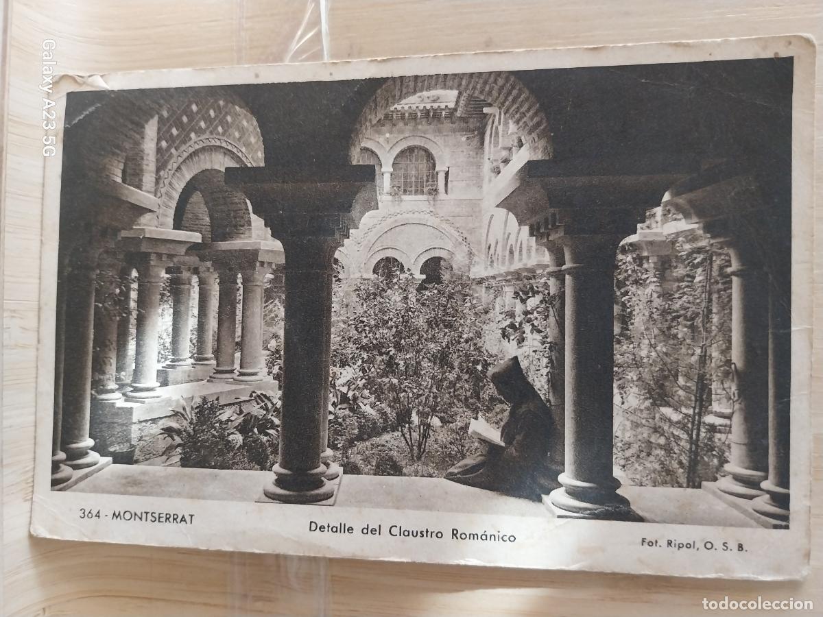 Postales: CLAUSTRO ROM&Aacute;NICO MONTSERRAT A&Ntilde;O 1945 ED FOTO RIPOL O.S.B. 364 MONJE LEYENDO