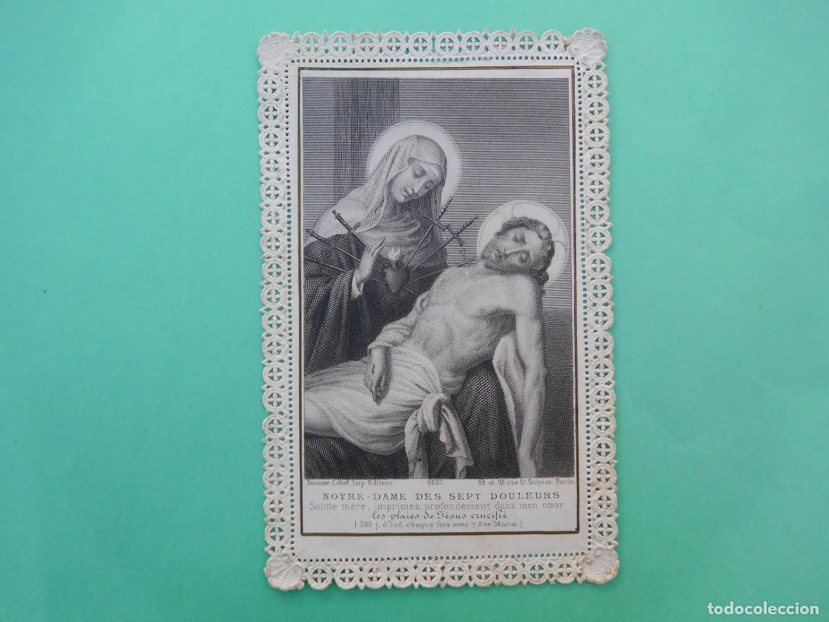 Postales: Estampa antigua de puntilla calada Nuestra Se&ntilde;ora de los 7 Dolores