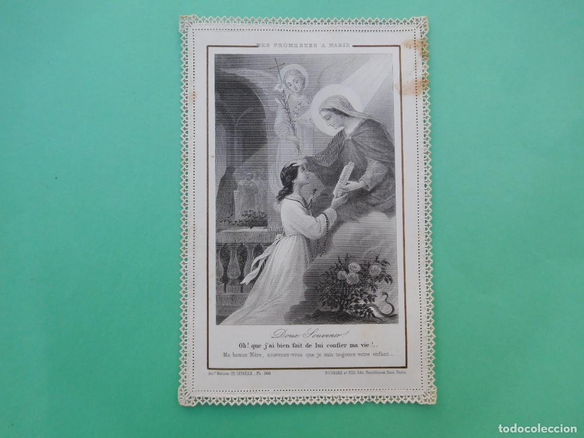 Postales: Estampa antigua de puntilla calada Virgen Maria
