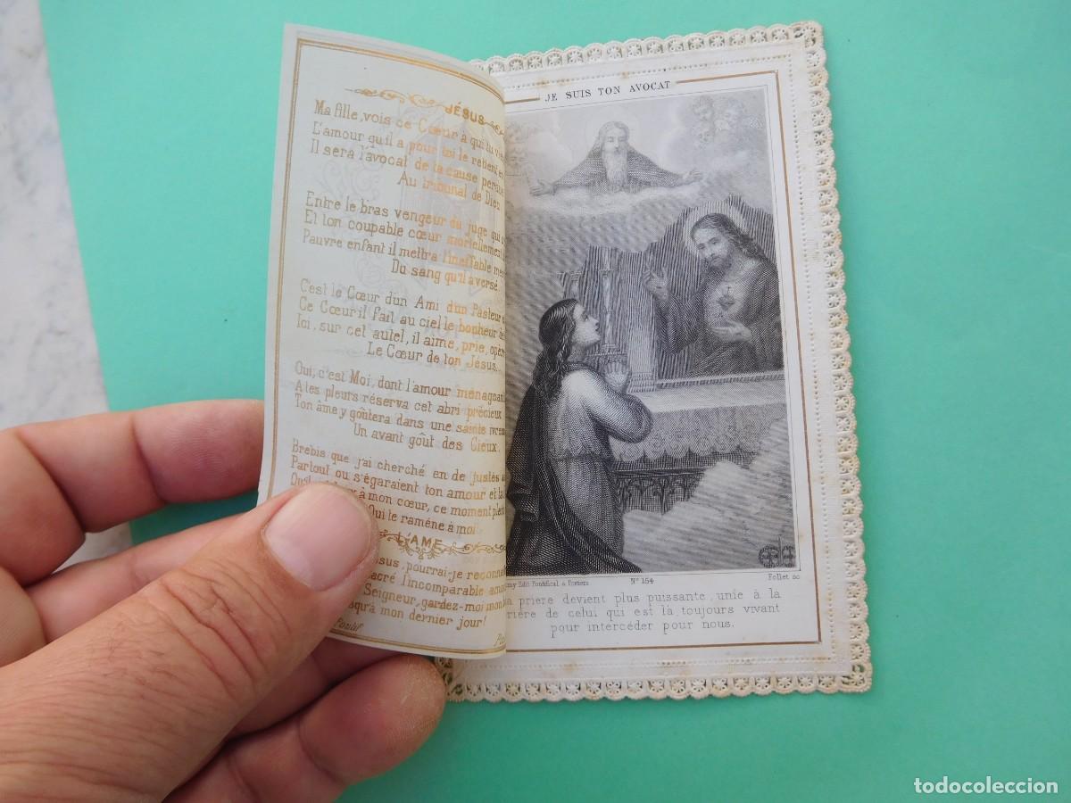Postales: Estampa antigua de puntilla calada. Sagrado coraz&oacute;n de Jes&uacute;s yo soy tu abogado