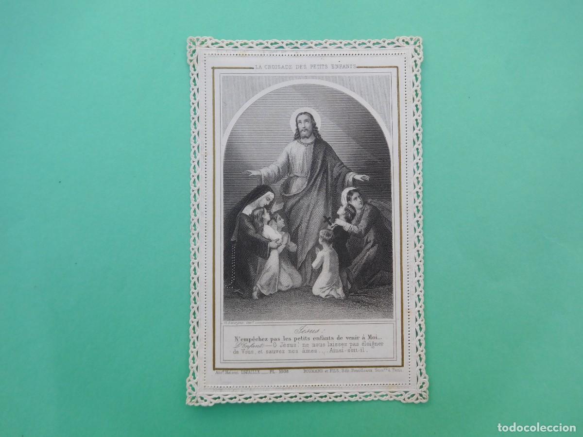 Postales: Estampa antigua de puntilla calada. Jesucristo