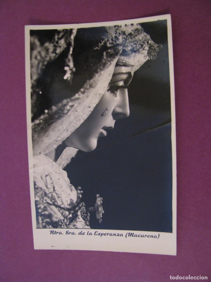 Postales: FOTO NTRA. SRA DE LA ESPERANZA (MACARENA). ESTUDIOS HARETON. 9X6 CM. DOBLADA