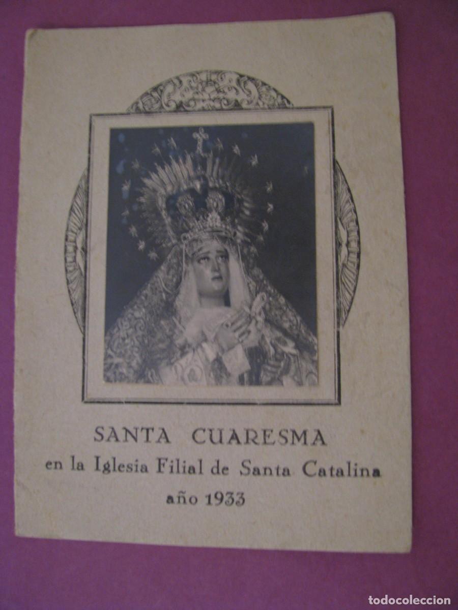 Postales: ESTAMPA CUARESMA 1933 VIRGEN DE LAS L&Aacute;GRIMAS HERMANDAD DE LA EXALTACI&Oacute;N SANTA CATALINA SEVILLA 11X8