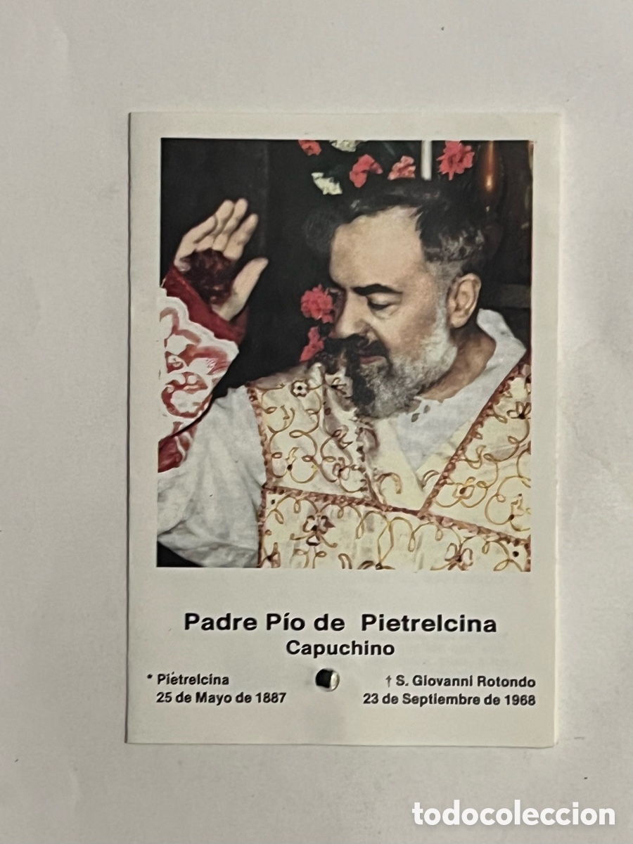 Postales: RELIQUIA. Estampa con Reliquia del Padre P&iacute;o de Pietrelcina. Capuchino (1887-1968)