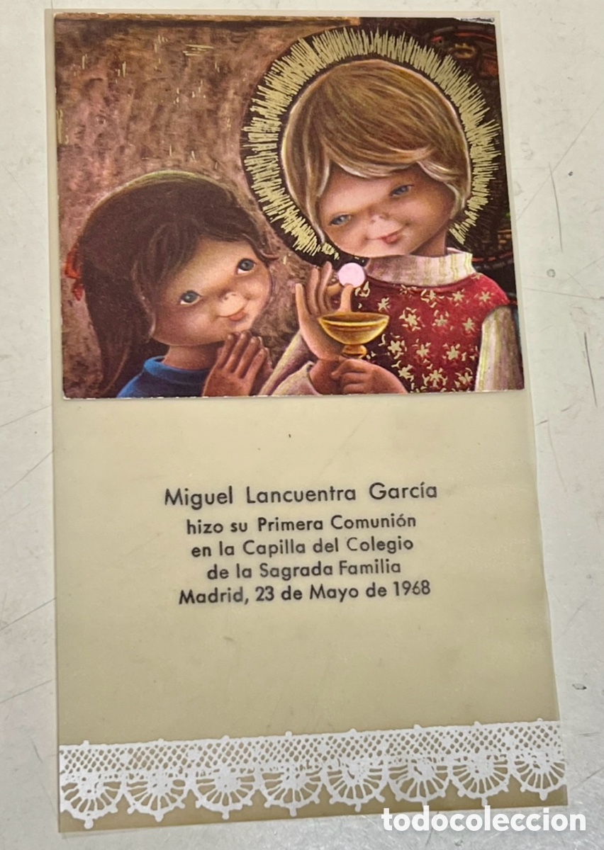 Postales: Estampa Religiosa. Primera Comuni&oacute;n. Capilla del Colegio de la Sagrada Familia. Madrid. 1968.