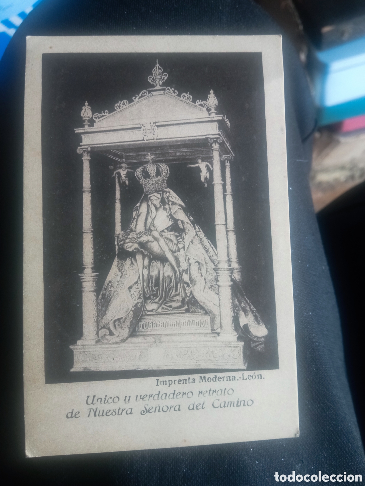 Postales: Antiguo recordatorio con oraci&oacute;n, &uacute;nico y verdadero retrato de Nuestra Se&ntilde;ora del Camino,