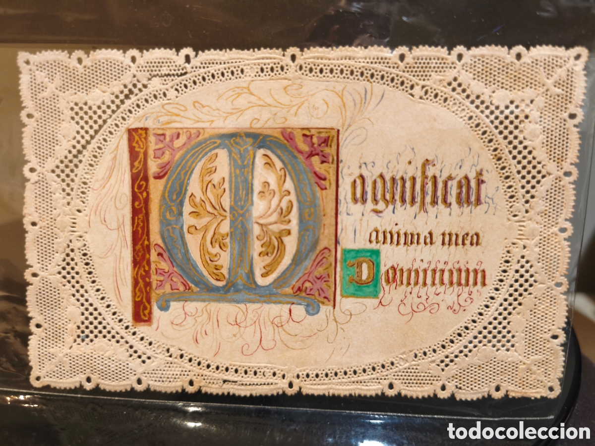 Postales: Estampa calada Magn&iacute;ficat anima mea dominum.