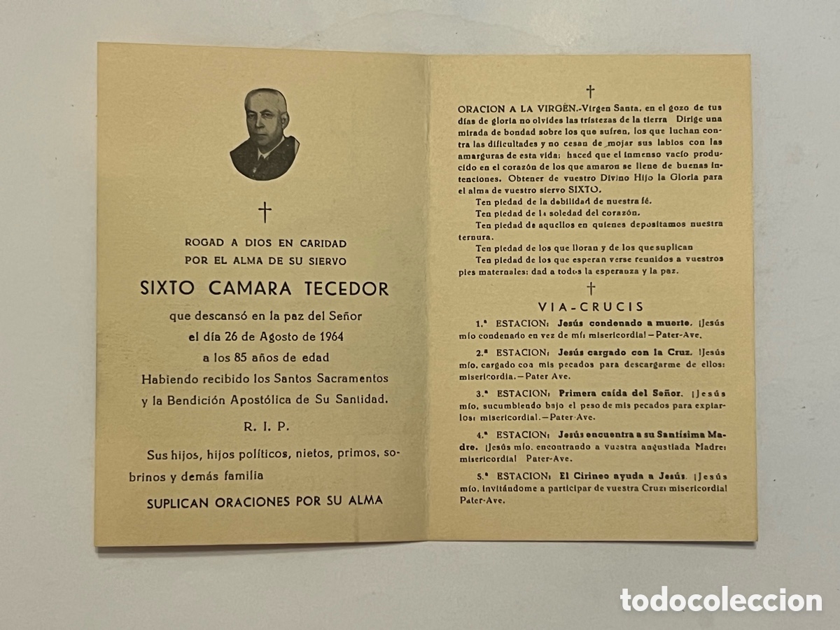 Postales: ESQUELA. SIXTO CAMARA TECEDOR. Matem&aacute;tico espa&ntilde;ol, cofundador de la Asociaci&oacute;n Espa&ntilde;ola&hellip; (a.1964)