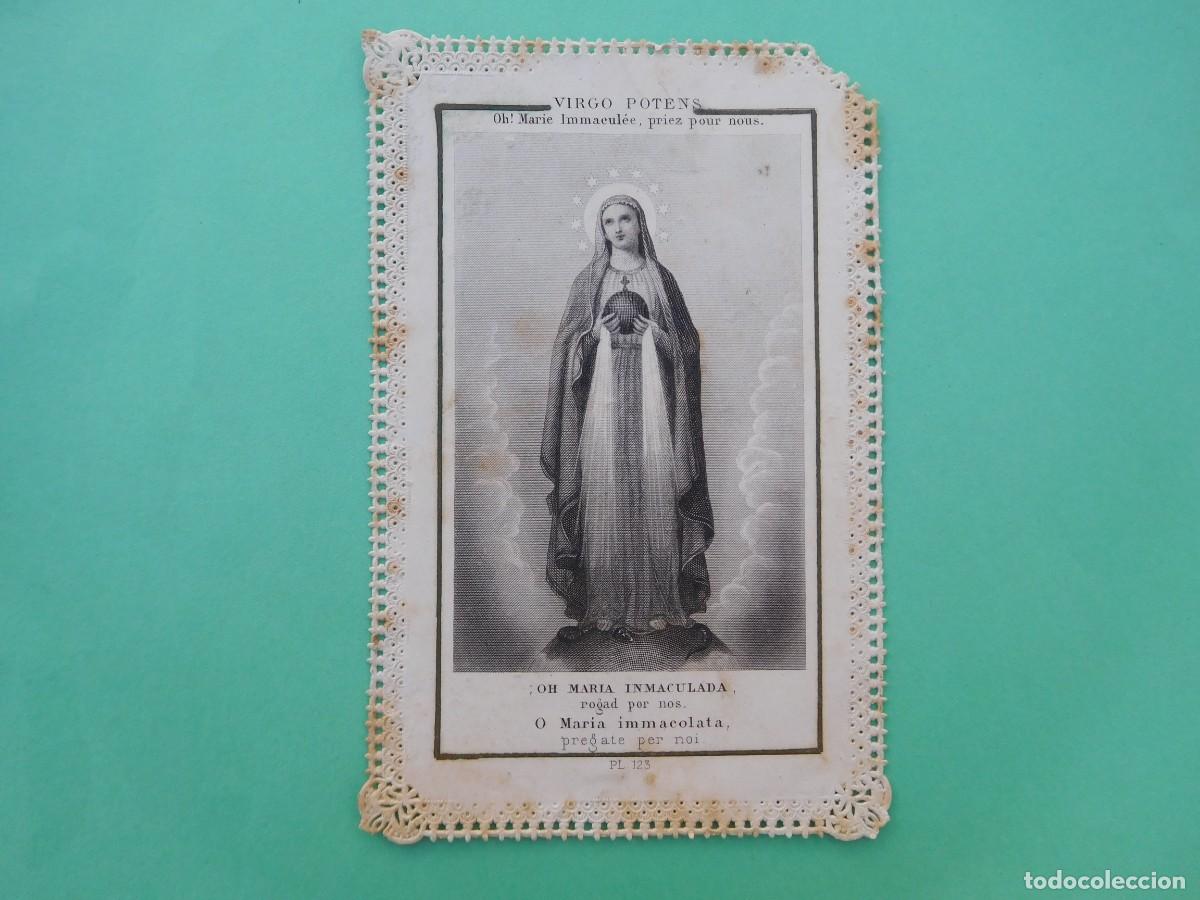 Postales: Estampa antigua de puntilla calada. Virgen Maria Inmaculada