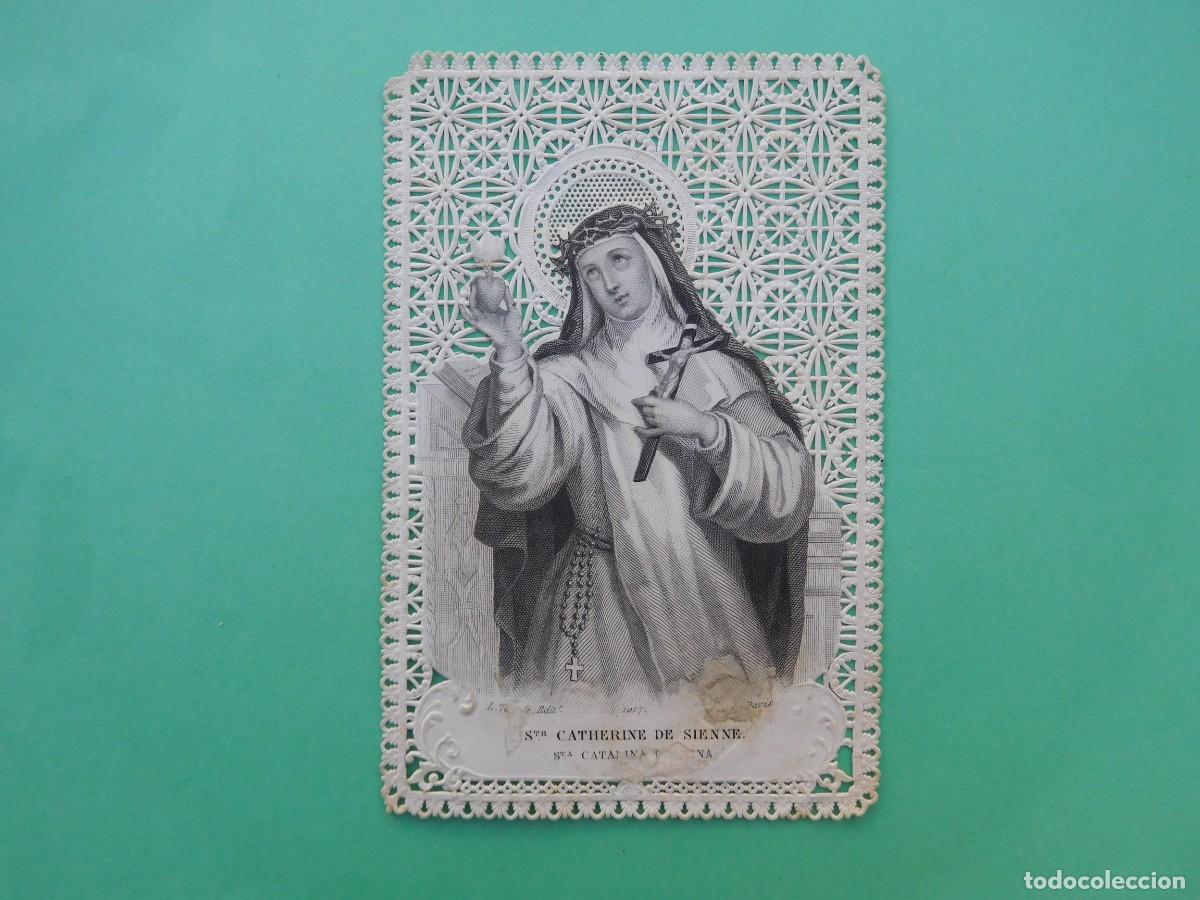 Postales: Estampa antigua de puntilla calada. Santa Catalina de Siena