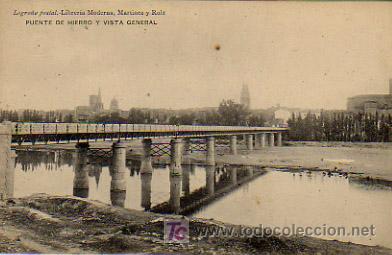Postales: LOGRO&Ntilde;O. PUENTE DE HIERRO Y VISTA GENERAL. - Foto 1
