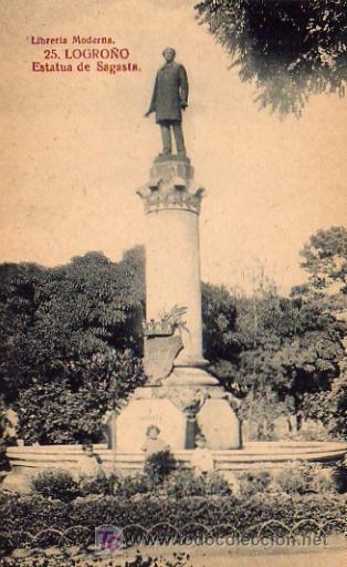 Postales: LOGRO&Ntilde;O - ESTATUA DE SAGASTA - Foto 1