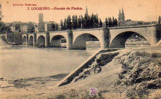 Postales: LOGRO&Ntilde;O -  PUENTE DE PIEDRA - Foto 1