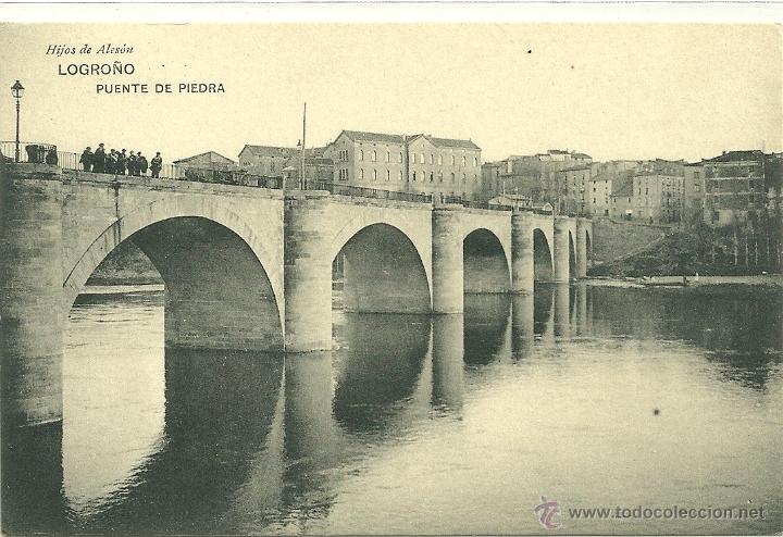 Postales: LOGRO&Ntilde;O.- PUENTE DE PIEDRA - Foto 1