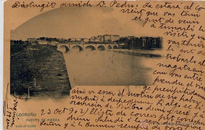 Postales: LOGRO&Ntilde;O.- PUENTE DE PIEDRA - Foto 1