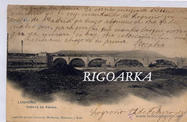 Postales: LOGRO&Ntilde;O.- PUENTE DE PIEDRA - Foto 1