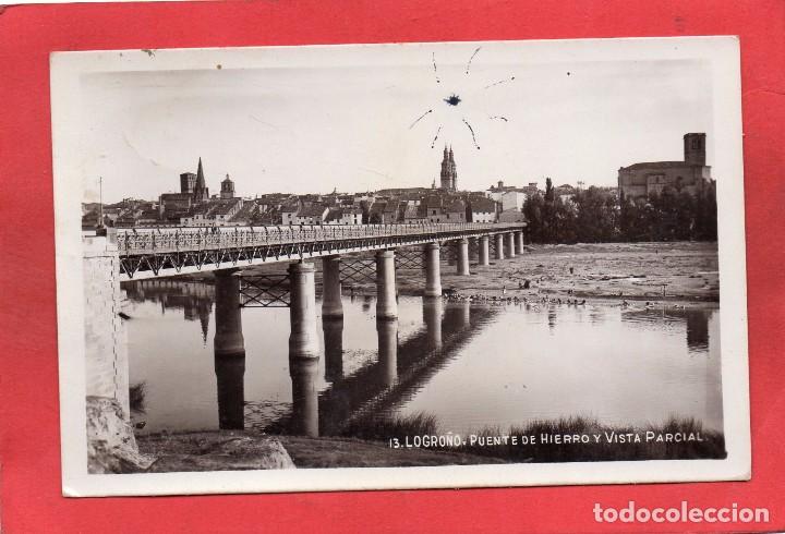Postales: logro&ntilde;o. 13 puente de hierro - Foto 1