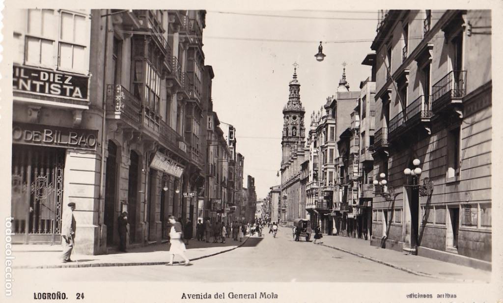 LOGROÑO, AVENIDA DEL GENERAL MOLA. ED. ARRIBAS Nº 24. SIN CIRCULAR (Postales - España - La Rioja Antigua (hasta 1939))
