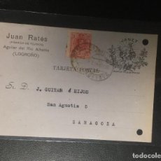 Postales: AGUILAR DEL RÍO ALHAMA , LOGROÑO , TARJETA PUBLICITARIA JUAN RATES, FABRICA DE TEJIDOS.