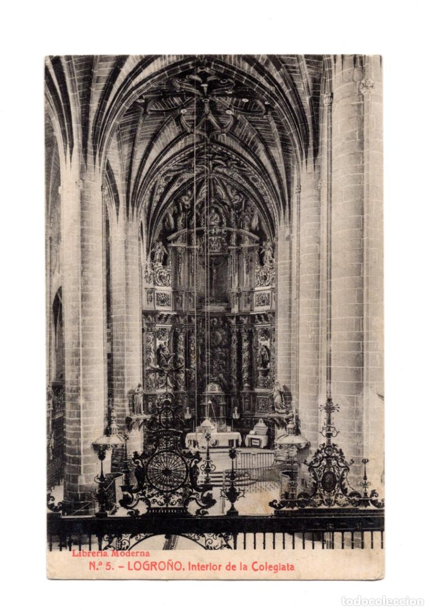 Postales: LOGRO&Ntilde;O.- INTERIOR DE LA COLEGIATA. - Foto 1