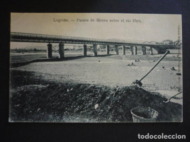 Postales: LOGRO&Ntilde;O PUENTE DE HIERRO SOBRE EL RIO EBRO - Foto 1