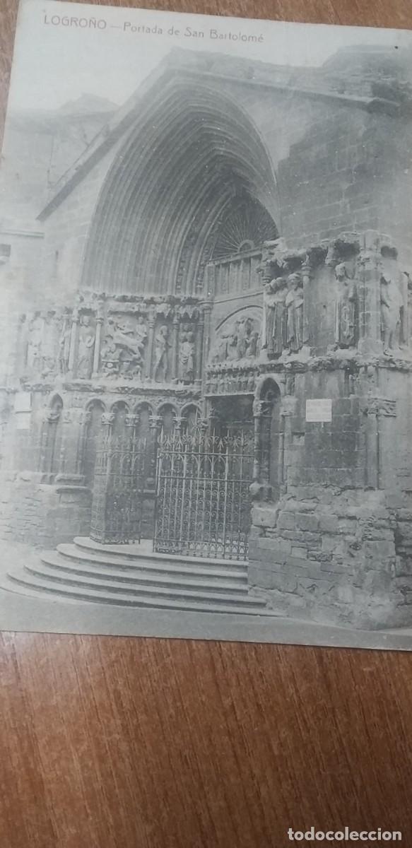Postales: LOGRO&Ntilde;O - PORTADA DE SAN BARTOLOME - 1920 - Foto 1
